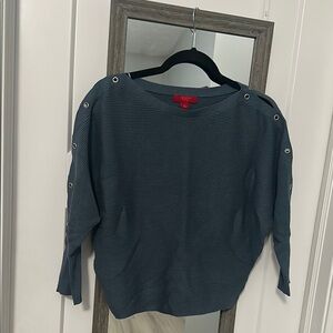 Jennifer Lopez Blue Relaxed 3/4 Sleeve sweater with eyelet sleeves